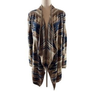 Lucky Brand Aztec Southwestern Textured Longline Cardigan Open Drape Small Boho